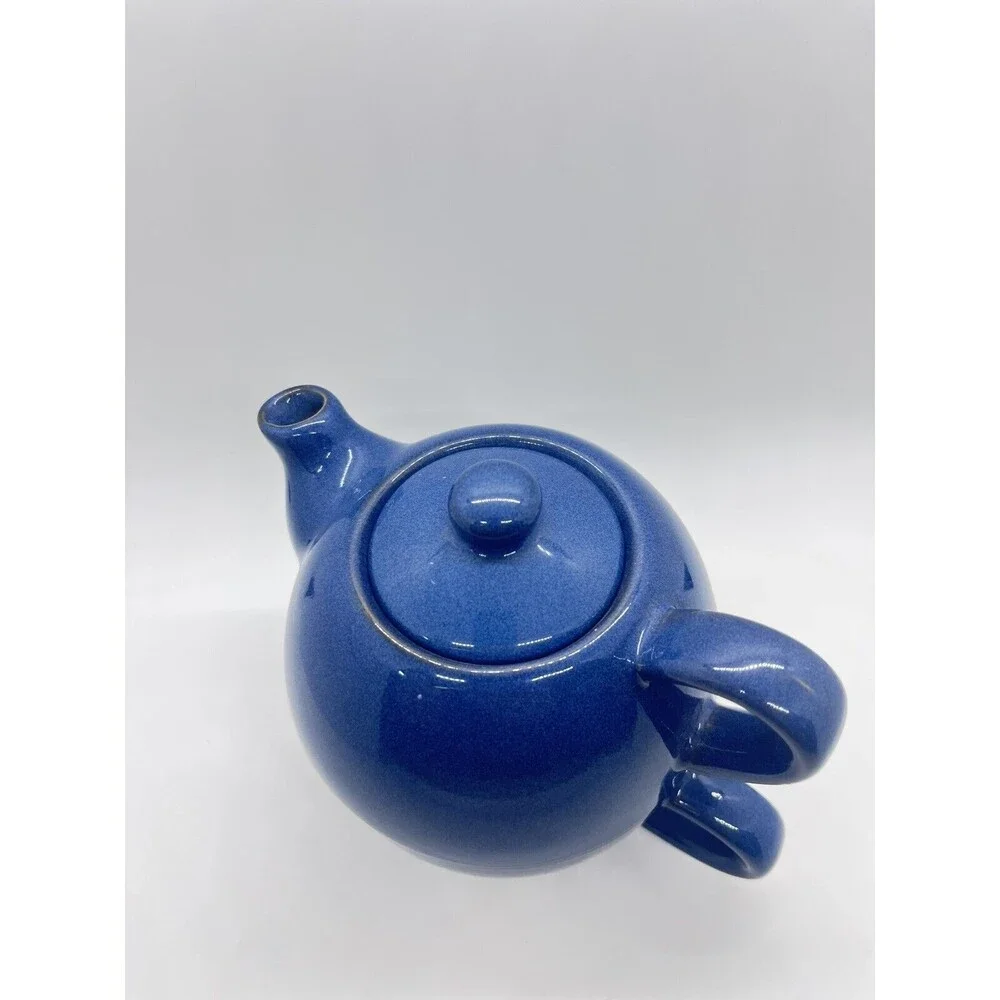 Blue PIER 1 Stoneware Teapot W/Mug Set ~ Stackable 3 Piece Set